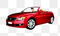 Side view of a red convertible in 3D