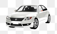 Side view of a white sedan in 3D