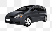 Side view of a gray minivan in 3D