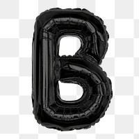 Letter B png sticker, black  foil balloon alphabet, transparent background