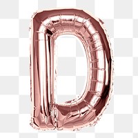 Pink D balloon png clipart, alphabet letter, transparent background