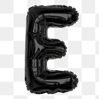 Png foil balloon E clipart, black  alphabet letter, transparent background