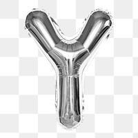 Letter Y png sticker, silver foil balloon alphabet, transparent background