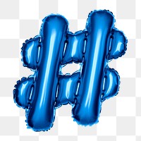 Blue hash png balloon clipart, hashtag symbol alphabet letter, transparent background