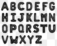 Letter png stickers, A to Z foil balloon alphabet set, transparent background