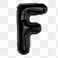 Png foil balloon F clipart, black alphabet letter, transparent background