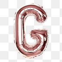 Pink G balloon png clipart, alphabet letter, transparent background