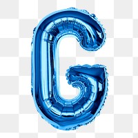 Blue balloon png clipart, G alphabet letter, transparent background