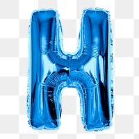 Blue balloon png clipart, H alphabet letter, transparent background