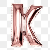 K balloon png clipart, pink alphabet letter, transparent background