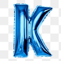 Blue K balloon png clipart, alphabet letter, transparent background