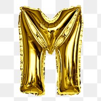 M alphabet balloon png sticker, party letter, transparent background