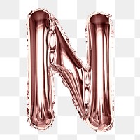 N alphabet balloon png sticker, party letter, transparent background