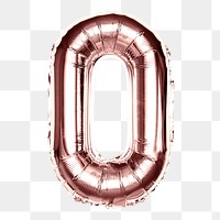 Letter O png clipart, rose gold alphabet balloon, transparent background