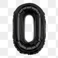 Png alphabet O clipart, black foil balloon, transparent background