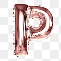 Letter P png clipart, pink alphabet balloon, transparent background