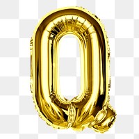 Q alphabet balloon png sticker, party letter, transparent background