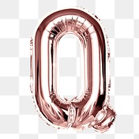 Letter Q png clipart, rose gold alphabet balloon, transparent background