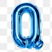 Blue alphabet Q png clipart, foil balloon letter, transparent background