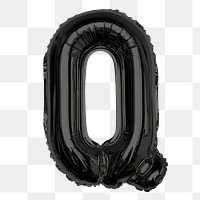 Png alphabet Q clipart, black foil balloon, transparent background