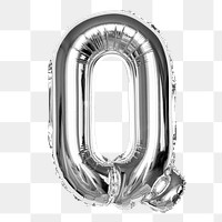 Letter Q png sticker, silver foil balloon alphabet, transparent background