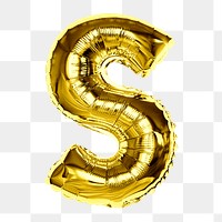 S alphabet balloon png sticker, party letter, transparent background