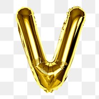 V alphabet balloon png sticker, party letter, transparent background