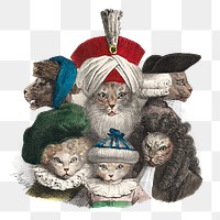Cats in victorian costumes transparent png