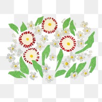 Floral lithograph style transparent png
