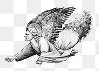 Vintage monochrome fresco angel design element