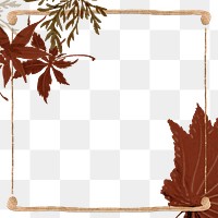 Gold frame on maple leaves background