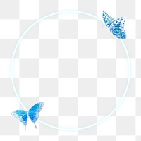 Neon frame with butterflies transparent png