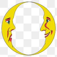 Celestial double crescent moon face design element