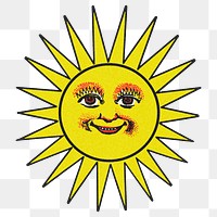 Smiling celestial sun face with ray design element