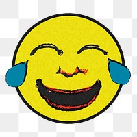 Vintage yellow round tears of joy emoji design element