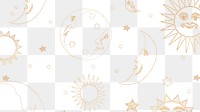 Gold celestial sun moon and stars pattern design element