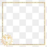 Gold celestial sun face frame design element