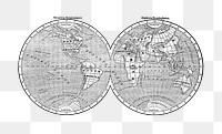 PNG Drawing of a world map, transparent background