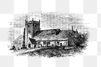 PNG Drawing of a vintage church, transparent background