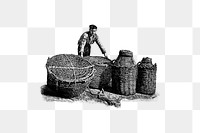 PNG Drawing of a fisherman, transparent background