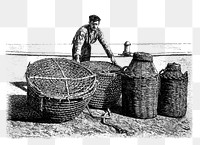 PNG Drawing of a fisherman, transparent background
