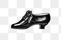 PNG Vintage Victorian style leather heeled shoe engraving, transparent background