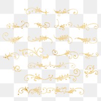 Png gold vintage divider element collection, remix from The Model Book of Calligraphy Joris Hoefnagel and Georg Bocskay 