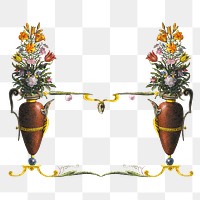 Medieval floral vase badge png transparent background