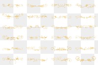 Png gold vintage divider element collection, remix from The Model Book of Calligraphy Joris Hoefnagel and Georg Bocskay