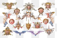 Png troll cherub medieval mythical creature set, remix from The Model Book of Calligraphy Joris Hoefnagel and Georg Bocskay