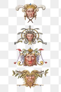 Troll medieval png creature set, remix from The Model Book of Calligraphy Joris Hoefnagel and Georg Bocskay