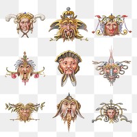 Troll png medieval mythical creature set, remix from The Model Book of Calligraphy Joris Hoefnagel and Georg Bocskay