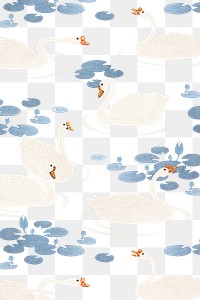 Swimming white geese in a pond pattern design element illustration