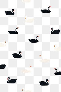 Swimming black and white geese pattern design element illustration